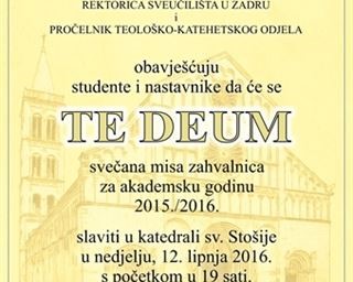 Svečana misa zahvalnica za akademsku godinu 2015./2016.